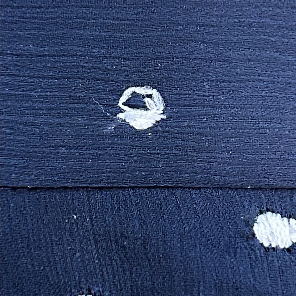 Anthropologie Hutch Ruffled Clip Dot Mini Skirt size 12 Navy Blue White